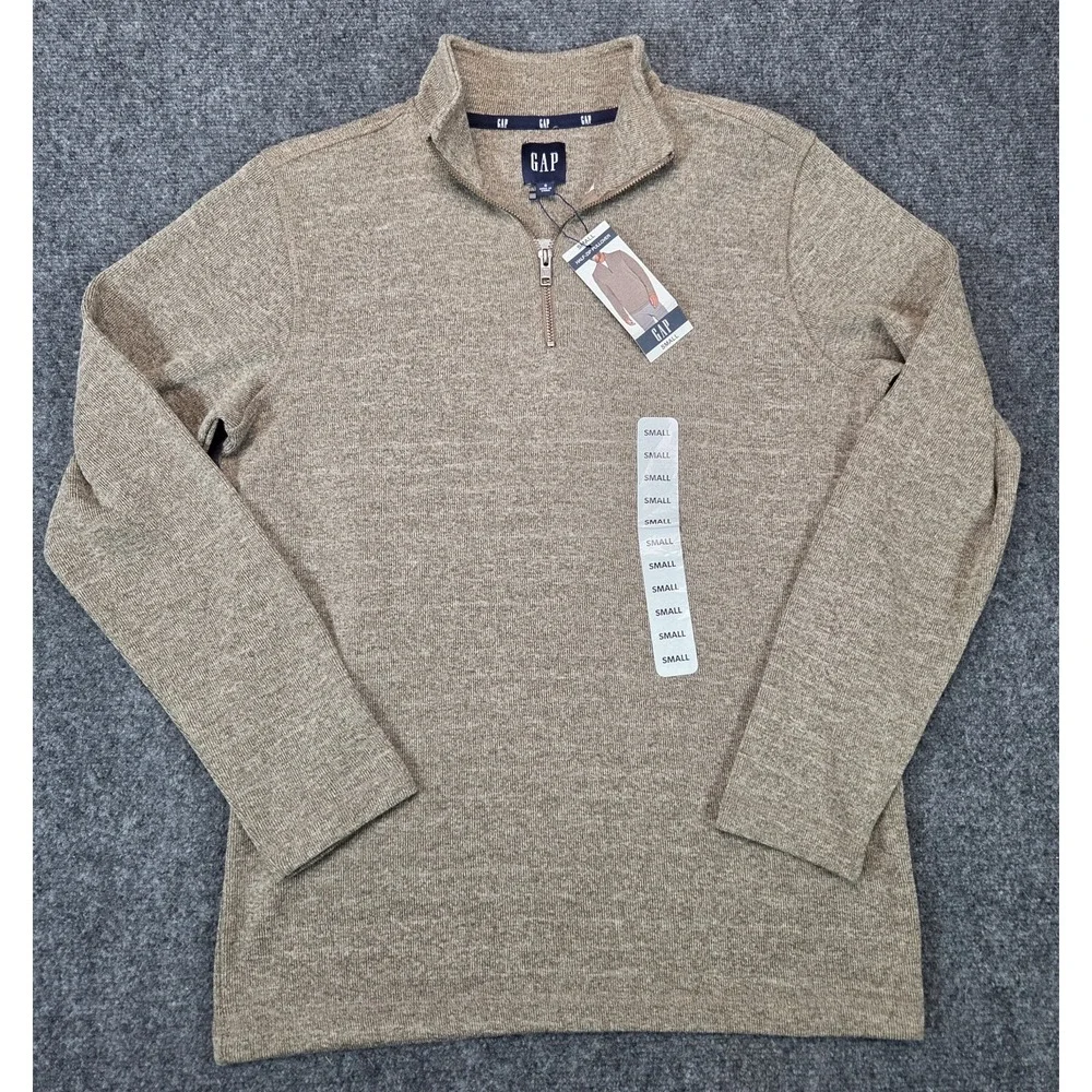 Gap 1/4 Zip Sweater Mens Small Brown Pullover NWT New Tags